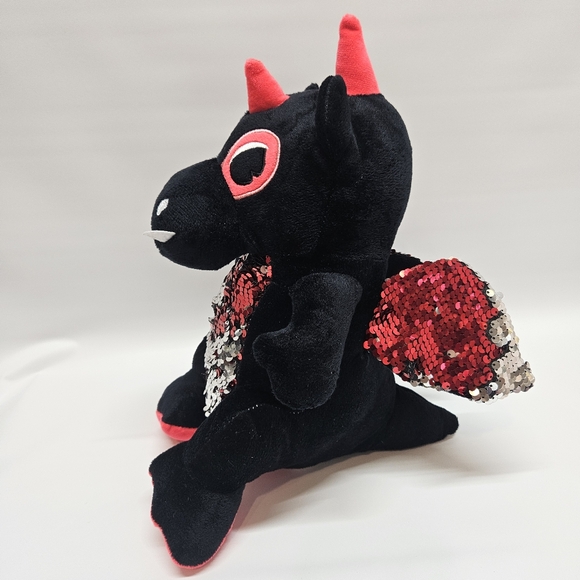 Fun Express Black & Red Dragon Plush With Two-Tone Red & Silver Flipping Sequins - Picture 3 of 9